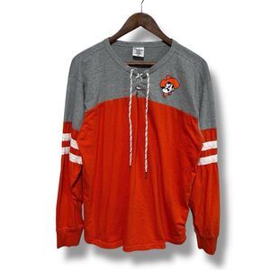 Pressbox Oklahoma State Cowboys Tie Front Long Sleeve Shirt Size XL 22 x 27.5‎